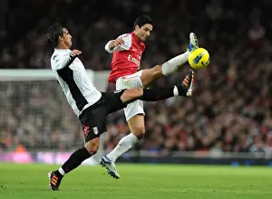 Arsenal V Fulham 2011-12 Prints: Mikel Arteta vs. Bryan Ruiz: Battle at Emirates Stadium (Arsenal v Fulham, 2011-12)