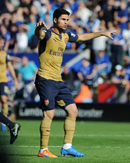 Leicester City V Arsenal 2015/16 Prints: Mikel Arteta vs Leicester City: Intense Face-off in the 2015/16 Premier League