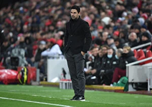 Images Dated 20th November 2021: Mikel Arteta's Tactical Showdown at Anfield: Liverpool vs Arsenal, Premier League 2021-22