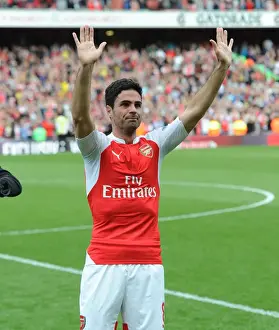 Arsenal V Aston Villa 2015-16 Prints: Mikel Arteta's Triumph: Arsenal's Victory Over Aston Villa (2015-16)