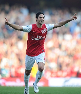 Arsenal V Aston Villa - 2011-12 Prints: Mikel Arteta's Triumphant Goal: Arsenal vs. Aston Villa, Premier League 2011-12