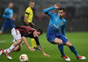 AC Milan V Arsenal 2017-18 Prints: Mkhitaryan Dances Past Calabria: Arsenal vs AC Milan, UEFA Europa League Round of 16