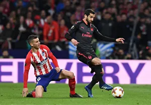 Atletico Madrid V Arsenal 2017-18 Prints: Mkhitaryan Evades Hernandez: Intense Moment from Arsenal's Europa League Semi-Final Clash with Atletico Madrid