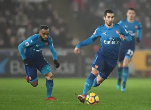 Swansea City V Arsenal 2017-18 Prints: Mkhitaryan and Lacazette in Action: Swansea City vs Arsenal, Premier League 2017-18