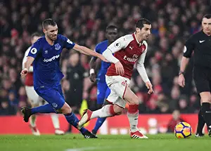 Arsenal V Everton 2017-18 Prints: Mkhitaryan Outmaneuvers Schneiderlin: Arsenal vs Everton, Premier League 2017-18