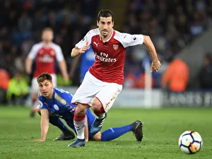 Leicester City V Arsenal 2017-18 Prints: Mkhitaryan Outsmarts Dragovic: Premier League Battle - Arsenal's Star Outmaneuvers Leicester's Defender