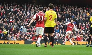 Images Dated 11th March 2018: Mkhitaryan Scores the Third: Arsenal vs. Watford, Premier League 2017-18