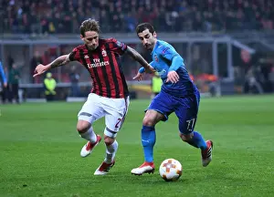 AC Milan V Arsenal 2017-18 Prints: Mkhitaryan vs Biglia: A Europa League Showdown - Arsenal vs AC Milan