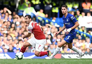 Chelsea V Arsenal 2018-19 Prints: Mkhitaryan vs Jorginho: Battle in the Premier League - Chelsea vs Arsenal (2018-19)