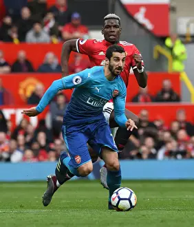 Manchester United V Arsenal 2017-18 Prints: Mkhitaryan vs Pogba: Battle at Old Trafford - Manchester United vs Arsenal