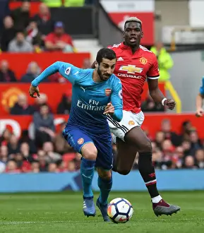 Manchester United V Arsenal 2017-18 Prints: Mkhitaryan vs Pogba: Clash of the Midfield Titans - Manchester United vs Arsenal