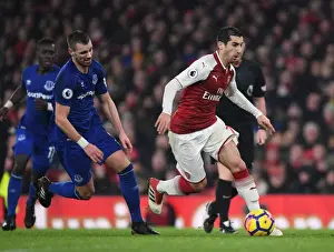 Arsenal V Everton 2017-18 Prints: Mkhitaryan's Slick Moves: Outsmarting Schneiderlin in Arsenal's Premier League Victory