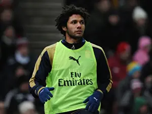Stoke City V Arsenal 2015-16 Prints: Mohamed Elneny: Arsenal's Ready Substitute vs Stoke City, Premier League 2015-16