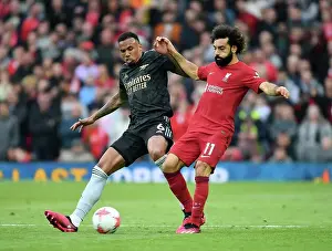 Liverpool V Arsenal 2022-23 Prints: Mohamed Salah vs. Gabriel: Intense Rivalry at Anfield - Liverpool vs