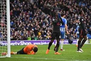 Brighton And Hove Albion V Arsenal 2017-18 Prints: Moment of Frustration: Eddie Nketiah Reacts to Missed Opportunity in Arsenal's Match against Brighton & Hove Albion