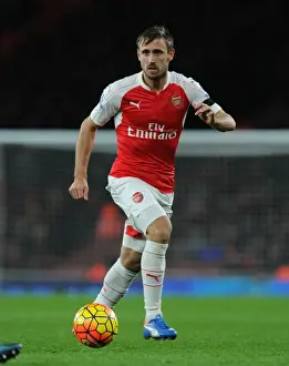 Arsenal V Everton 2015/16 Prints: Monreal in Action: Arsenal vs. Everton at Emirates Stadium (2015/16)