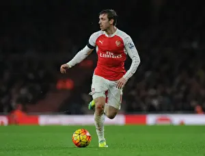 Arsenal V Newcastle United 2015-16 Prints: Monreal in Action: Arsenal vs Newcastle United (Premier League 2015-16)