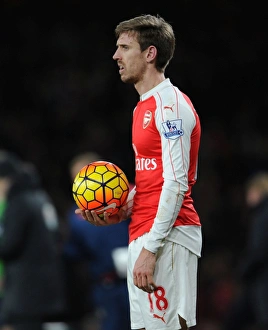Arsenal V Southampton 2015-16 Prints: Monreal in Action: Arsenal vs Southampton, Premier League 2015-16, Emirates Stadium