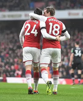 Arsenal V Crystal Palace 2017-18 Prints: Monreal and Bellerin Celebrate First Goal: Arsenal vs Crystal Palace