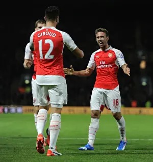 Watford V Arsenal 2015/16 Prints: Monreal and Giroud: Arsenal's Unforgettable Goal Celebration vs. Watford (2015/16)