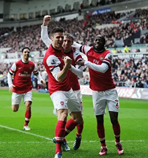 Swansea Prints: Monreal, Giroud, and Gervinho: Arsenal's Triumphant First Goal Celebration vs