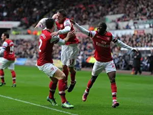 Swansea Prints: Monreal, Giroud, and Gervinho's Unforgettable First Goal for Arsenal at Swansea City (2012-13)
