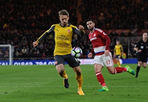 Middlesbrough V Arsenal 2016-17 Prints: Monreal Under Pressure: Middlesbrough vs. Arsenal, Premier League 2016-17