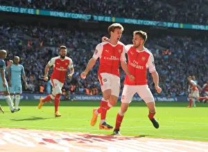 Arsenal V Manchester City - FA Cup 1/2 Final 2017 Prints: Monreal and Ramsey's Thrilling FA Cup Semi-Final Goal Celebration
