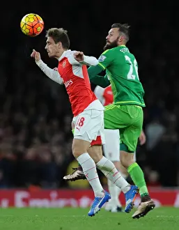 Arsenal Sunderland 2015-16 Prints: Monreal Soars Over Fletcher: Arsenal's Defender Dominates in the Air against Sunderland
