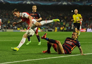 Barcelona V Arsenal 2015-16 Prints: Monreal vs. Alves: A Champions League Battle of Titans