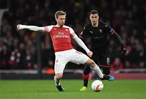 Arsenal V Stade Rennais 2018-19 Prints: Monreal vs Ben Arfa: A Fiery Europa League Showdown - Arsenal vs Stade Rennais