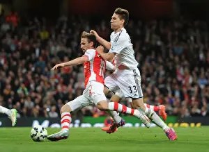 Arsenal Swansea City 2014/15 Prints: Monreal vs Fernandez: A Premier League Battle at Emirates Stadium (2014/15)