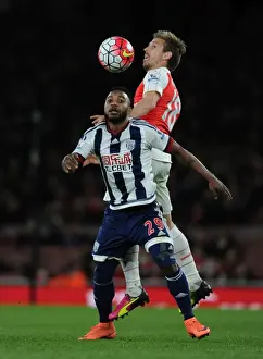 Arsenal V West Bromwich Albion 2015-16 Prints: Monreal vs. Sessegnon: A Premier League Battle at Emirates Stadium