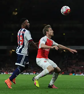 Arsenal V West Bromwich Albion 2015-16 Prints: Monreal vs. Sessegnon: A Premier League Showdown at Emirates Stadium (April 2016)