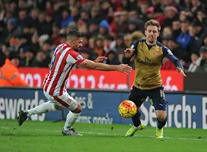 Stoke City V Arsenal 2015-16 Prints: Monreal vs. Walters: A Footballing Battle at Stoke City (2016)