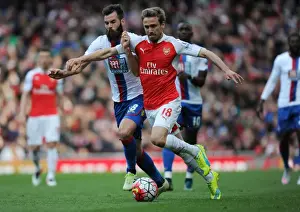 Arsenal V Crystal Palace 2015-16 Prints: Monreal's Brilliant Midfield Maneuver: Outsmarting Ledley for Arsenal Against Crystal Palace (2015-16)