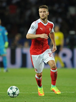 Paris Saint Gernain V Arsenal 2016-17 Prints: Mustafi in Action: Arsenal vs. Paris Saint-Germain, UEFA Champions League 2016-17