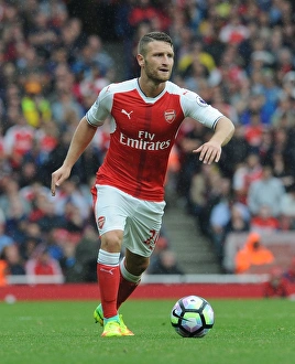 Arsenal V Southampton 2016-17 Prints: Mustafi in Action: Arsenal vs Southampton, 2016-17 Premier League, Emirates Stadium