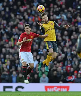Manchester United V Arsenal 2016-17 Prints: Mustafi Clears Ball Against Ander Herrera: Manchester United vs