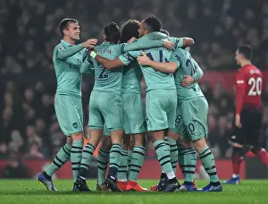 Manchester United V Arsenal 2018-19 Prints: Mustafi and Holding Celebrate Arsenal's Goal Against Manchester United (2018-19)