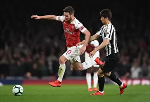 Arsenal V Newcastle United 2018-19 Prints: Mustafi Outmaneuvers Ki: Intense Moment from Arsenal vs Newcastle Premier League Clash