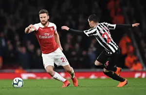 Arsenal V Newcastle United 2018-19 Prints: Mustafi Outmuscles Almiron: Arsenal vs Newcastle United, Premier League 2018-19