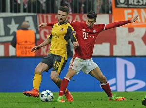 Bayern Munich V Arsenal 2016-17 Prints: Mustafi Under Pressure: Bayern Munich vs