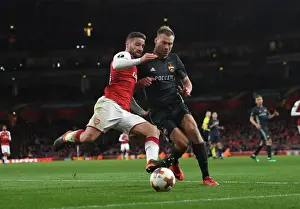 Arsenal V CSKA Moscow 2017-18 Prints: Mustafi vs Berezutski: Battle for Air Supremacy in Arsenal's Europa League Clash with CSKA Moscow