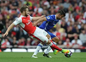 Arsenal V Chelsea 2016-17 Prints: Mustafi vs. Costa: A Premier League Showdown at Arsenal vs. Chelsea