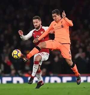 Arsenal V Liverpool 2017-18 Prints: Mustafi vs. Firmino: Intense Battle in Arsenal v Liverpool Premier League Clash