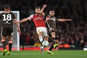 Arsenal V Brentford - Carabao Cup 2018-19 Prints: Mustafi vs Maupay: Clash at the Emirates - Arsenal vs Brentford, Carabao Cup 2018-19