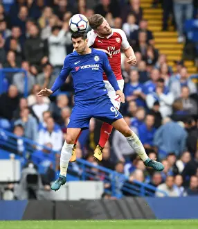 Chelsea V Arsenal 2017-18 Prints: Mustafi vs. Morata: A Premier League Battle at Stamford Bridge
