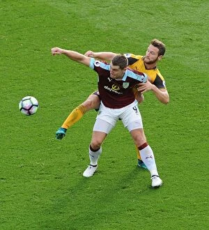 Images Dated 2nd October 2016: Mustafi vs Vokes: A Premier League Showdown at Burnley's Turf Moor, 2016-17