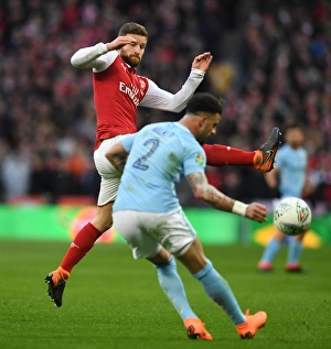 Arsenal V Manchester City - Carabao Cup Final 2018 Prints: Mustafi vs. Walker: Clash at the Carabao Cup Final - Arsenal vs. Manchester City
